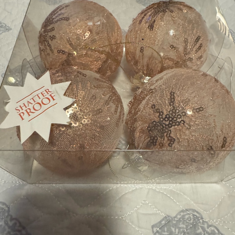 Hobby Lobby Shatterproof Sequin Ornaments - Blush Pink